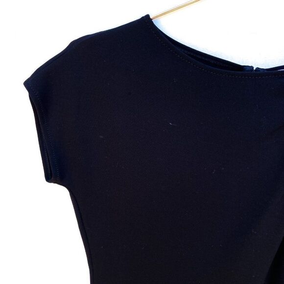 NWT Armani Collezioni Black One Puff Shoulder Black Below Knee Dress Retail $895 - Picture 3 of 11